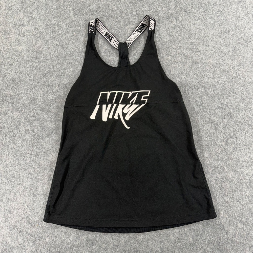 Nike Womens Dri-FIT Mesh Back Racerback Tank Top Black AQ0055-010 XS